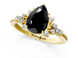 Yellow gold Fancy Black Pear Cut Diamond Ring with Side Stones and Four-Prong Setting_37