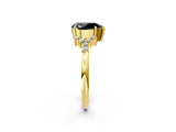 Yellow gold Fancy Black Pear Cut Diamond Ring with Side Stones and Four-Prong Setting_38