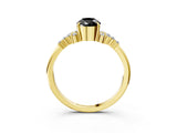 Yellow gold Fancy Black Pear Cut Diamond Ring with Side Stones and Four-Prong Setting_39