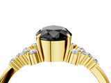 Yellow gold Fancy Black Pear Cut Diamond Ring with Side Stones and Four-Prong Setting_40