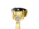 Yellow gold Fancy Black Pear Cut Diamond Ring with Side Stones and Four-Prong Setting_41