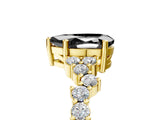 Yellow gold Fancy Black Pear Cut Diamond Scattered Round Accent Ring with Prong Setting_17