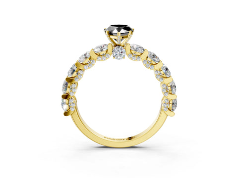 Yellow gold Fancy Black Pear Cut Diamond Side Stone Engagement Ring with Four-Prong Setting_27