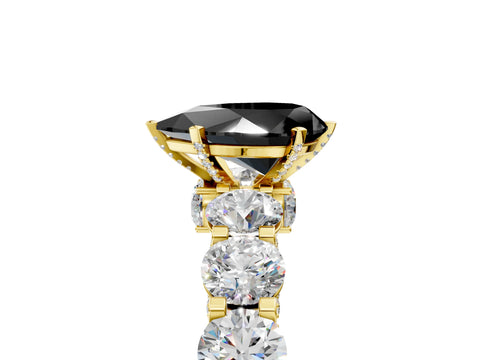 Yellow gold Fancy Black Pear Cut Diamond Side Stone Engagement Ring with Four-Prong Setting_29