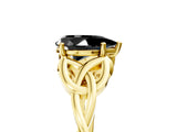 Yellow gold Fancy Black Pear Cut Diamond Solitaire Engagement Ring with Celtic Knot Band and Four-Prong Setting_5