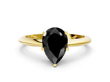 Yellow gold Fancy Black Pear Cut Diamond Solitaire Engagement Ring with Classic Band and Four-Prong Setting_24
