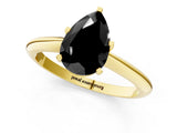 Yellow gold Fancy Black Pear Cut Diamond Solitaire Engagement Ring with Classic Band and Four-Prong Setting_25