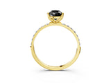 Yellow gold Fancy Black Pear Cut Diamond Solitaire Engagement Ring with Pavé Band and Prong Setting_3