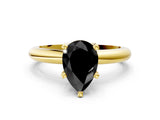 Yellow gold Fancy Black Pear Cut Diamond Solitaire Engagement Ring with Round Band and Four-Prong Setting_84