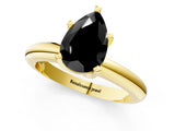 Yellow gold Fancy Black Pear Cut Diamond Solitaire Engagement Ring with Round Band and Four-Prong Setting_85