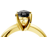 Yellow gold Fancy Black Pear Cut Diamond Solitaire Engagement Ring with Round Band and Four-Prong Setting_88