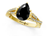 Yellow gold Fancy Black Pear Cut Diamond Solitaire Engagement Ring with Twisted Pavé Band and Four-Prong Setting_37