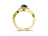 Yellow gold Fancy Black Pear Cut Diamond Solitaire Engagement Ring with Twisted Pavé Band and Four-Prong Setting_39
