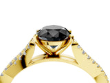 Yellow gold Fancy Black Pear Cut Diamond Solitaire Engagement Ring with Twisted Pavé Band and Four-Prong Setting_40