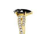 Yellow gold Fancy Black Pear Cut Diamond Solitaire Engagement Ring with Twisted Pavé Band and Four-Prong Setting_41