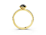 Yellow gold Fancy Black Pear Cut Diamond Solitaire Pavé Band with Four-Prong Setting_3