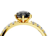 Yellow gold Fancy Black Pear Cut Diamond Solitaire Pavé Band with Four-Prong Setting_4