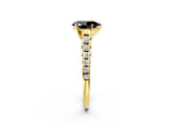 Yellow gold Fancy Black Pear Cut Diamond Solitaire Ring with Cathedral Setting and Pavé Band_2