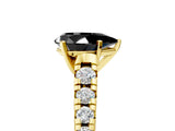 Yellow gold Fancy Black Pear Cut Diamond Solitaire Ring with Cathedral Setting and Pavé Band_5
