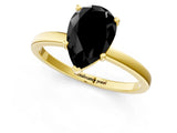 Yellow gold Fancy Black Pear Cut Diamond Solitaire Ring with Classic Band and Four-Prong Setting_13