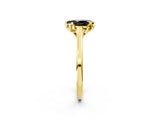 Yellow gold Fancy Black Pear Cut Diamond Solitaire Ring with Flower Prong Setting and Classic Band_14