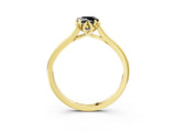 Yellow gold Fancy Black Pear Cut Diamond Solitaire Ring with Flower Prong Setting and Classic Band_15