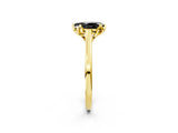 Yellow gold Fancy Black Pear Cut Diamond Solitaire Ring with Flower Prong Setting and Classic Band_38