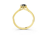 Yellow gold Fancy Black Pear Cut Diamond Solitaire Ring with Flower Prong Setting and Classic Band_39