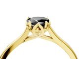 Yellow gold Fancy Black Pear Cut Diamond Solitaire Ring with Flower Prong Setting and Classic Band_40
