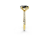 Yellow gold Fancy Black Pear Cut Diamond Solitaire Ring with Four-Prong Setting and Pavé Band_5