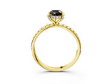 Yellow gold Fancy Black Pear Cut Diamond Solitaire Ring with Four-Prong Setting and Pavé Band_6