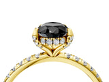 Yellow gold Fancy Black Pear Cut Diamond Solitaire Ring with Four-Prong Setting and Pavé Band_7
