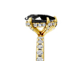Yellow gold Fancy Black Pear Cut Diamond Solitaire Ring with Four-Prong Setting and Pavé Band_8