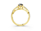 Yellow gold Fancy Black Pear Cut Diamond Solitaire Ring with Four-Prong Setting and Twisted Pavé Band_3