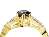 Yellow gold Fancy Black Pear Cut Diamond Solitaire Ring with Four-Prong Setting and Twisted Pavé Band_4