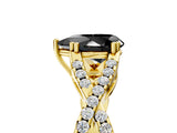 Yellow gold Fancy Black Pear Cut Diamond Solitaire Ring with Four-Prong Setting and Twisted Pavé Band_5