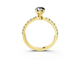 Yellow gold Fancy Black Pear Cut Diamond Solitaire Ring with Pavé Accents and Four-Prong Setting_3