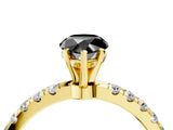 Yellow gold Fancy Black Pear Cut Diamond Solitaire Ring with Pavé Accents and Four-Prong Setting_4