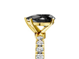 Yellow gold Fancy Black Pear Cut Diamond Solitaire Ring with Pavé Accents and Four-Prong Setting_5