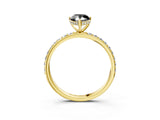 Yellow gold Fancy Black Pear Cut Diamond Solitaire Ring with Pavé Band and Hidden Halo_15