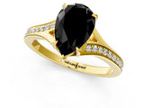 Yellow gold Fancy Black Pear Cut Diamond Solitaire Ring with Pavé Band and Prong Setting_13