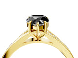 Yellow gold Fancy Black Pear Cut Diamond Solitaire Ring with Pavé Band and Prong Setting_16