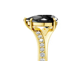 Yellow gold Fancy Black Pear Cut Diamond Solitaire Ring with Pavé Band and Prong Setting_17