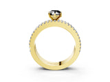 Yellow gold Fancy Black Pear Cut Diamond Solitaire Ring with Pavé and Channel Set Band_3
