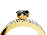 Yellow gold Fancy Black Pear Cut Diamond Solitaire Ring with Pavé and Channel Set Band_4