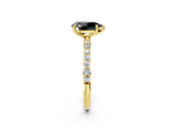 Yellow gold Fancy Black Pear Cut Diamond Solitaire Ring with Pave Band and Four Prong Setting_14