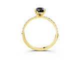 Yellow gold Fancy Black Pear Cut Diamond Solitaire Ring with Pave Band and Four Prong Setting_15