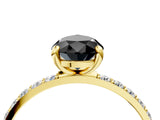 Yellow gold Fancy Black Pear Cut Diamond Solitaire Ring with Pave Band and Four Prong Setting_16