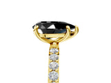 Yellow gold Fancy Black Pear Cut Diamond Solitaire Ring with Pave Band and Four Prong Setting_17