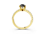 Yellow gold Fancy Black Pear Cut Diamond Solitaire Ring with Round  Pavé Band and Four-Prong Setting_39